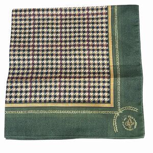 Vintage Logo Guy Laroche Square Green/Brown Houndstooth/Plaid Scarf New Japan